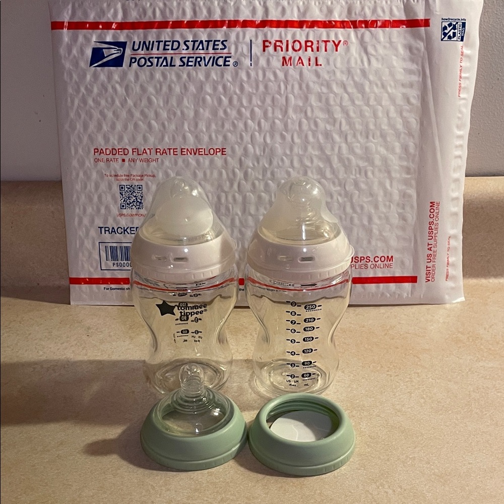 Clear Baby Bottles with Green Lids (Lot #3)